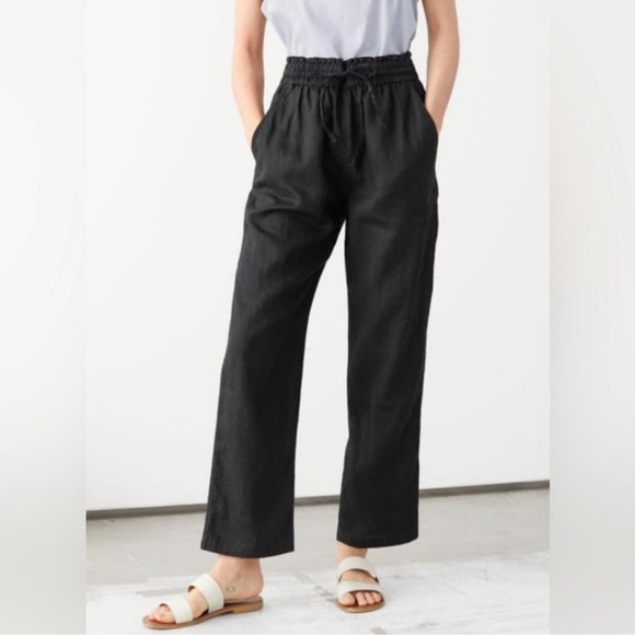 & Other Stories Pants - & Other Stories black pull on linen pants size 8